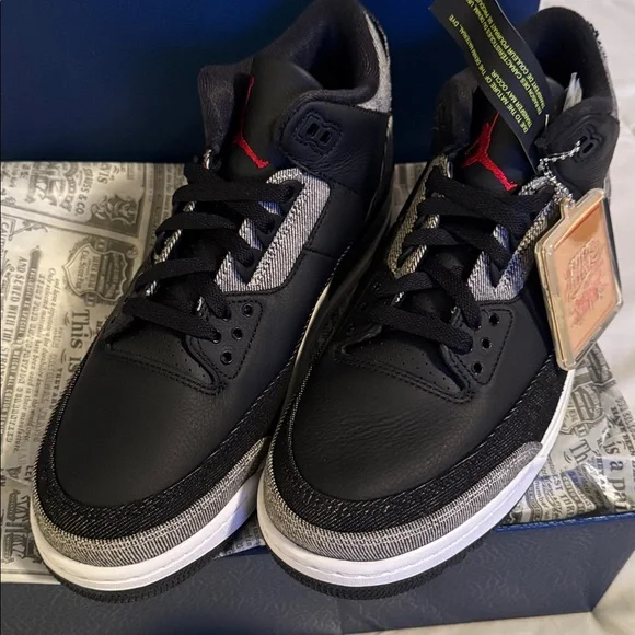 BNInBox Nike + Levi’s Air Jordan 3 RtR LSCBlack & Gray Men's Sneakers, Sz 10